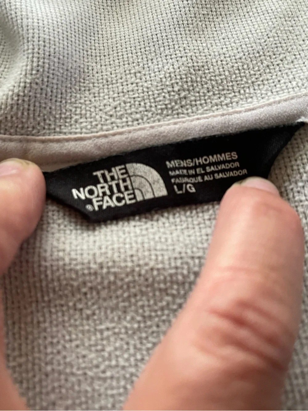 The North Face Men's Hooded Lightweight Jacket in Light Gray with Orange Accents